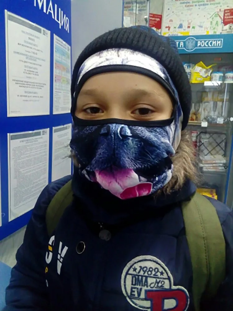 Балаклава с 3d изображением животных маска на все лицо Теплая Зимняя Маска шлем