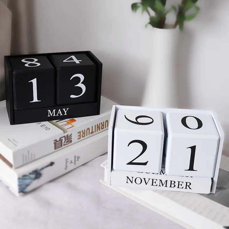 3D куб форма календарь DIY художественные поделки сосновая древесина современный стиль украшение дома аксессуары для офиса школы стол Подарки для ребенка