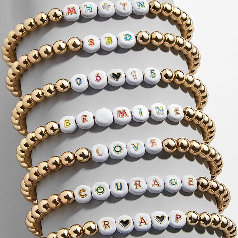 

Customize Name Bracelet Friends Cute Beads Word Personalized Couple Bracelet Letter Bracelets For Women Jewelry Christmas Gift