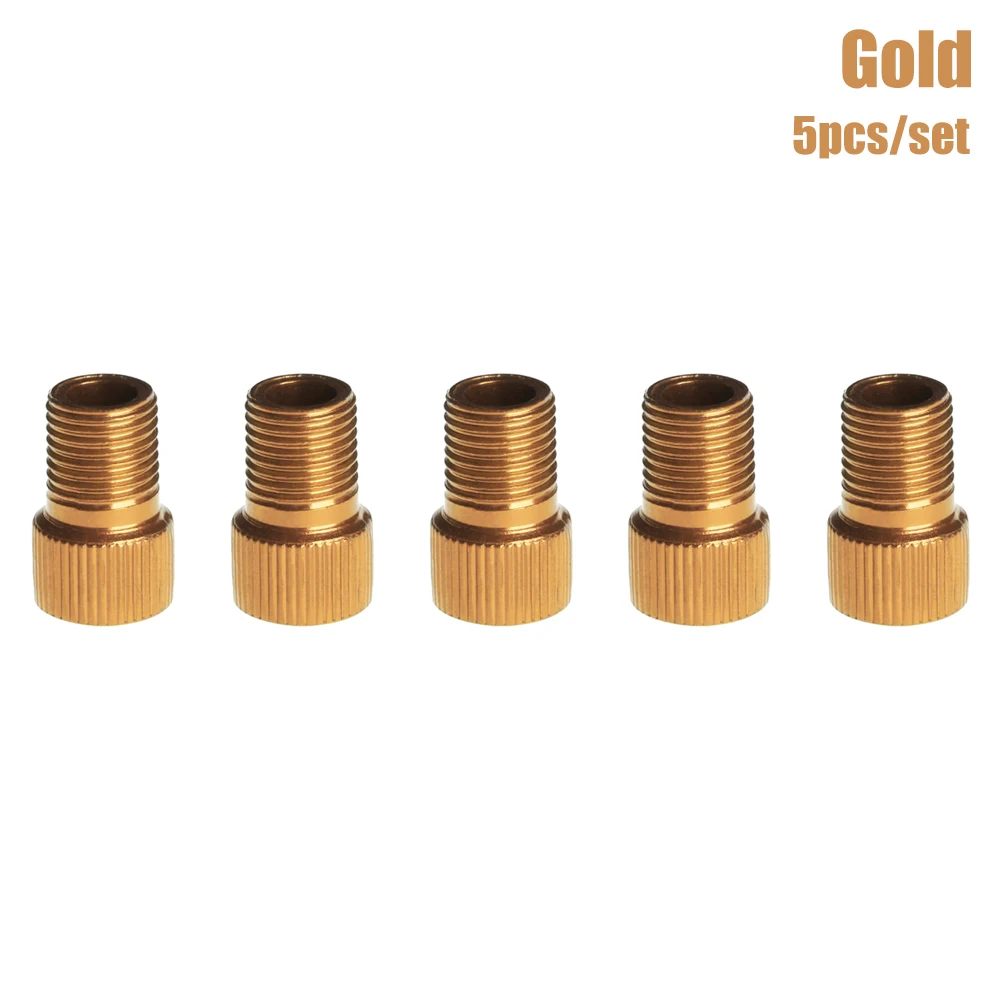 gold 5 шт. Алюминиевый клапан из сплава, адаптер для велосипеда, дорожный гоночный велосипед, внутренняя трубка с уплотнительным кольцом, анодированный адаптер, Аксессуары для велосипеда - Цвет: gold