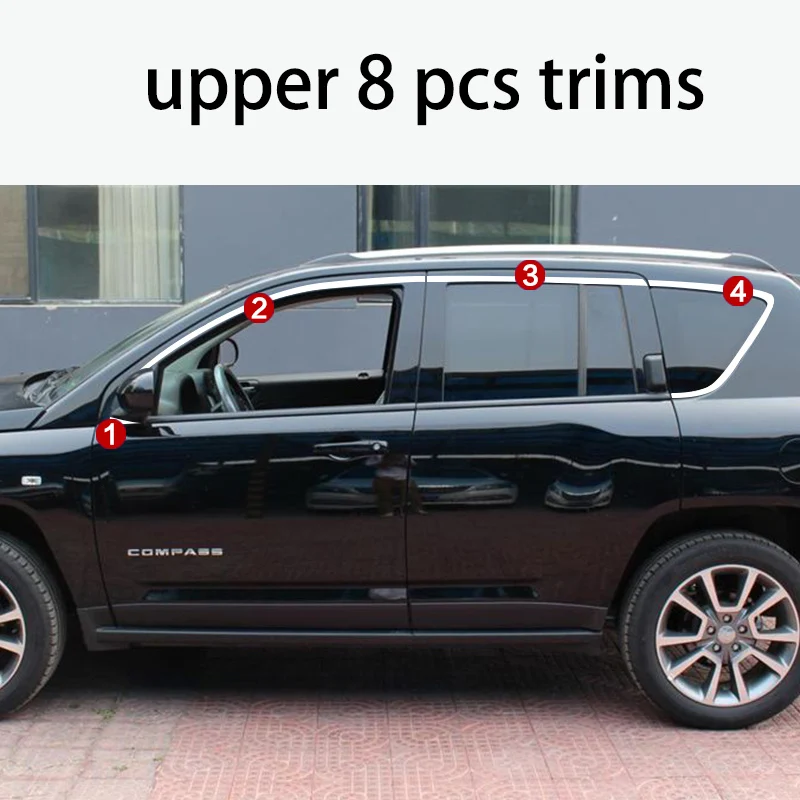 Lsrtw2017 304 нержавеющая сталь окна автомобиля планки для jeep compass 2007- 2013 2012 2011 2010 2009 2008