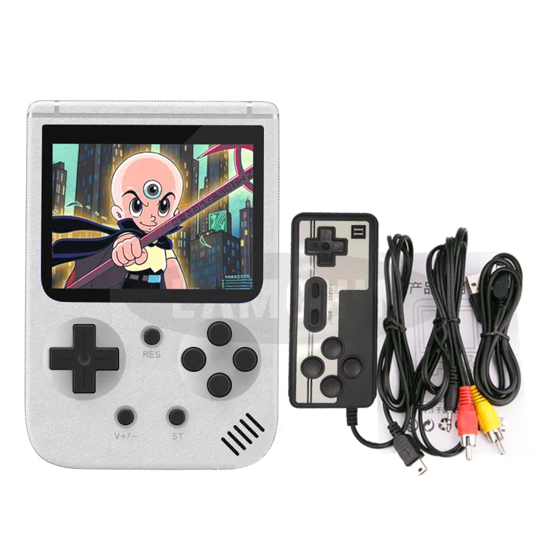 white with gamepad Игровая консоль 3,0 дюймов, цветной ЖК-плеер, встроенный в 500 игр, ретро портативная игровая консоль для детей, подарок, поддержка ТВ-выхода - Цвет: white with gamepad