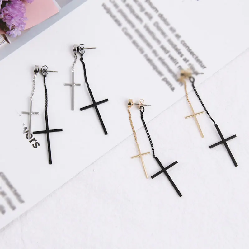 

Korean Version Back Hanging Dangle Earrings Cross Temperament Exaggeration Jewelry Earrings Tassel Drop Earrings Dangle Eardrop