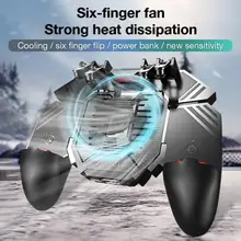 aK77 Six Finger Game Controller with Cooling Fan For IOS Android Phone Power Bank Six Finger Operating Game Joystick Gamepad