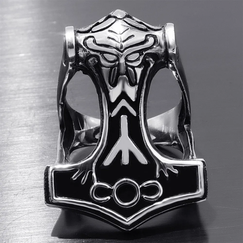 

Factory Direct Vintage Quake Hammer Signet Rings For Men Fashion Personality Male Finger Rings Anel Masculino Dropshipping