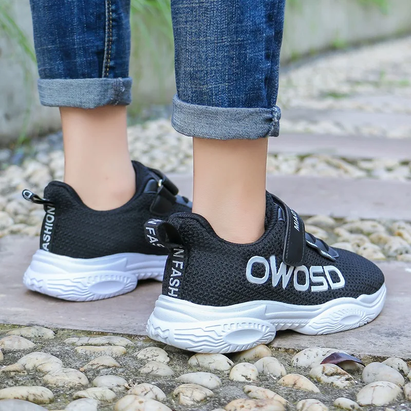 Autumn Children Boy Girl Net Cloth Sneakers Casual Solid Color Letter Pattern Breathable Light Wear-resistant Non-slip Sneakers