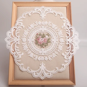 

2 Round Table Mat Lace Rhombus Fancy Mold Pastry Decoration Home Improvement Embroidery Water-Soluble Placemat Lace
