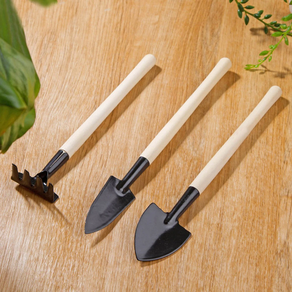 3 шт./компл. мини садовый инструмент деревянная ручка из нержавеющей стали