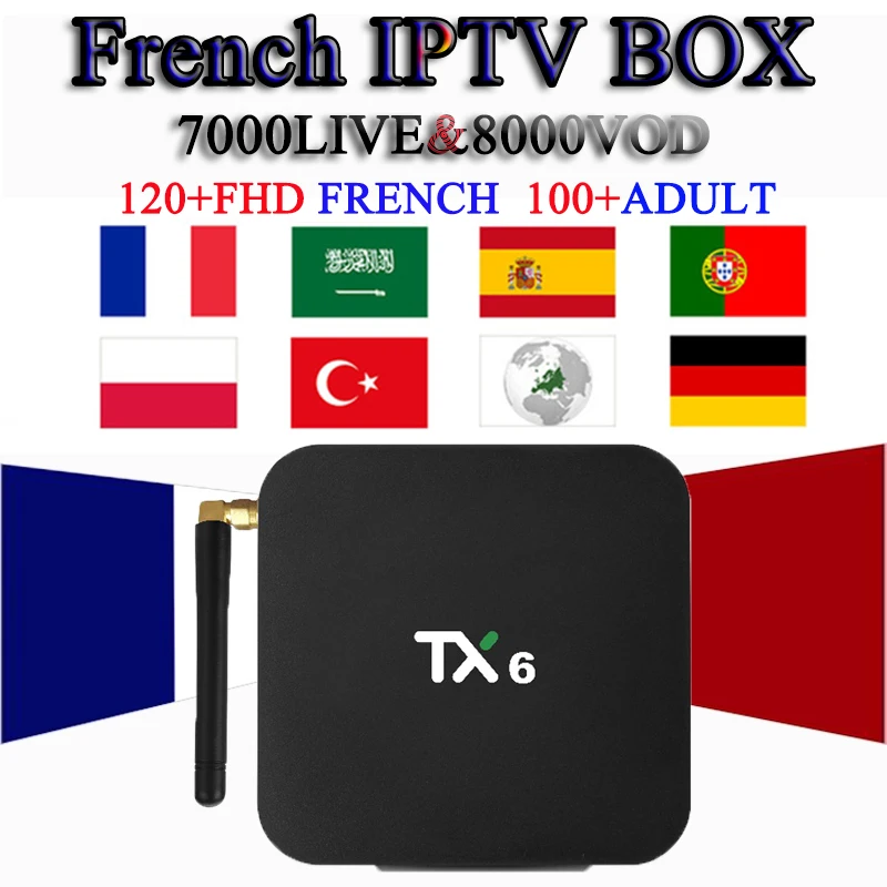 Лучшая Франция IP tv TX6 Android 9,0 4K ТВ-бокс Французский Испанский Великобритания Бельгия Польша арабский голландский Швеция подписка смарт 4k IP tv Box