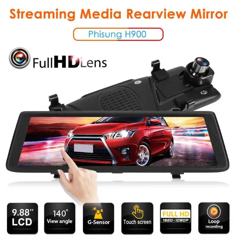 Phisung H900 Full HD 1080P Автомобильный видеорегистратор Камера 9,88 дюймов зеркало заднего вида Цифровая видеокамера авторегистратор