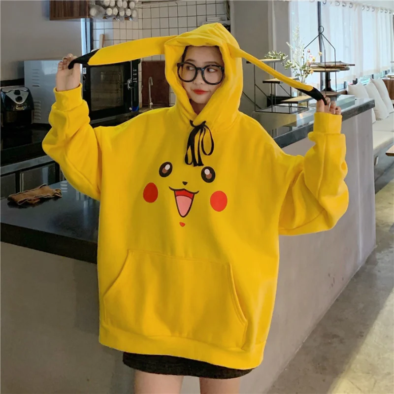 Amine Pokemon Hoodies Women Hip Hop Sweatshirt Girls Harajuku Long Sleeve Japan Hoodie Streetwear Cute Cartoon Hoodie Men Womens