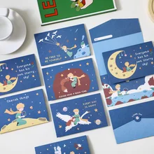 Ins Ittle – carte de vœux bleu Prince Space Planet, dessin animé mignon, cadeau de bénédiction, papeterie en stock, Invitation inscriptible