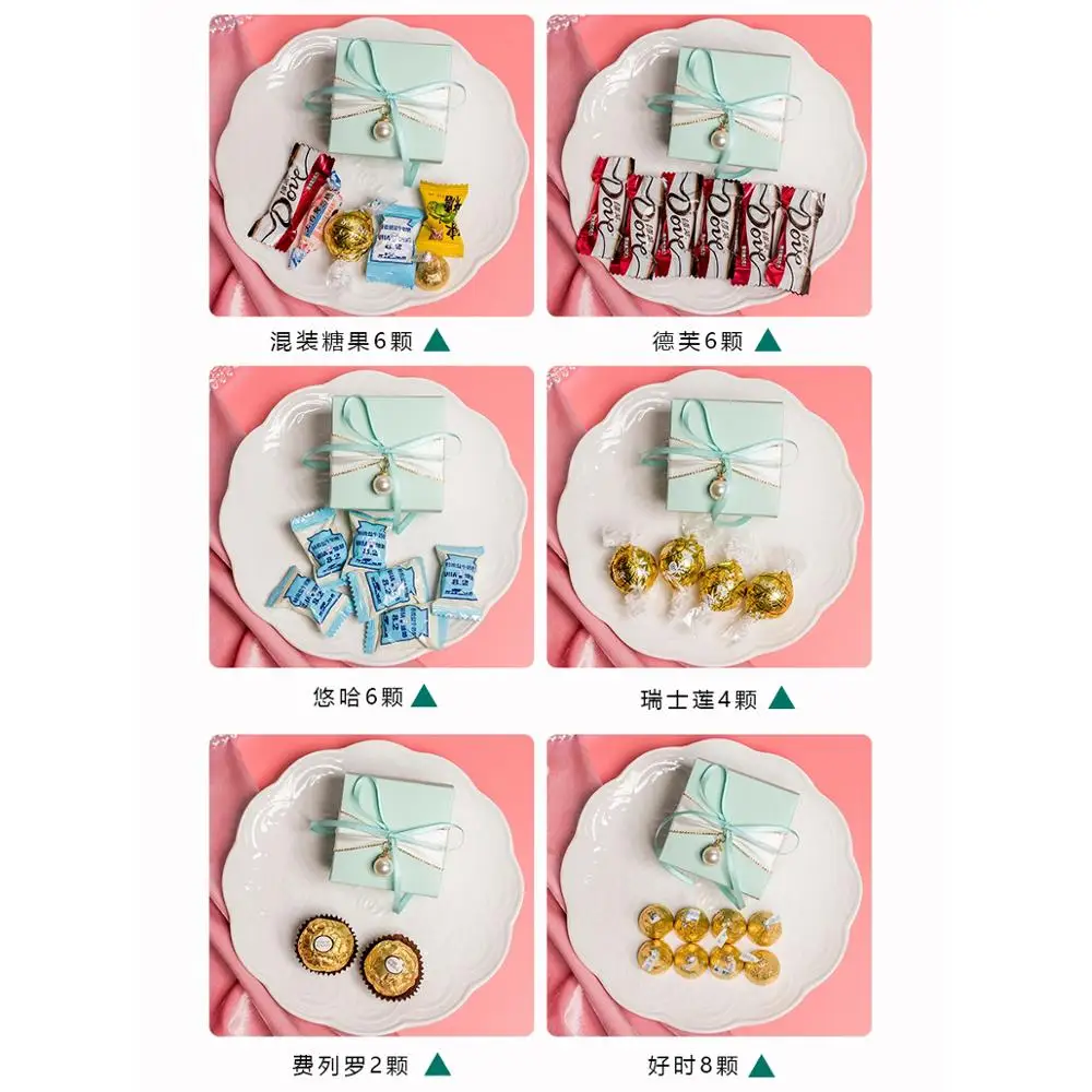 20pcs/lot Wedding candy box pink/blue Light luxury gift boxes baby shower Birthday paper packaging gift box party favors