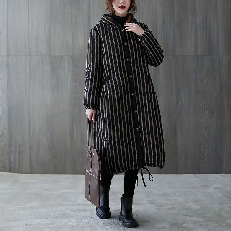 

2020 Winter Women's Hooded Jacket Women's Fashionable Windproof Coat With Large Pockets Long Cotton Parka