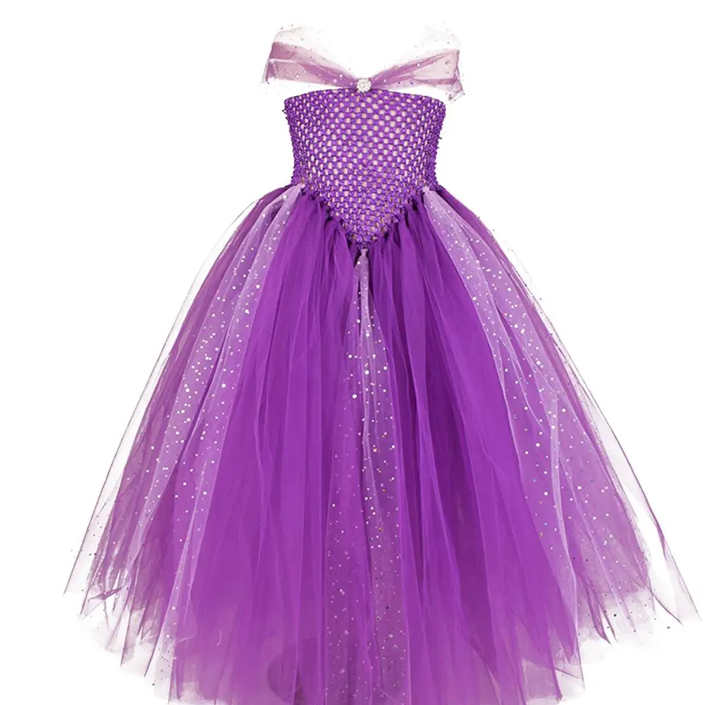 Платье-пачка с блестками для девочек, детское Пышное длинное платье, платье для выпускного вечера, дня рождения, Хэллоуина, костюм-пачка