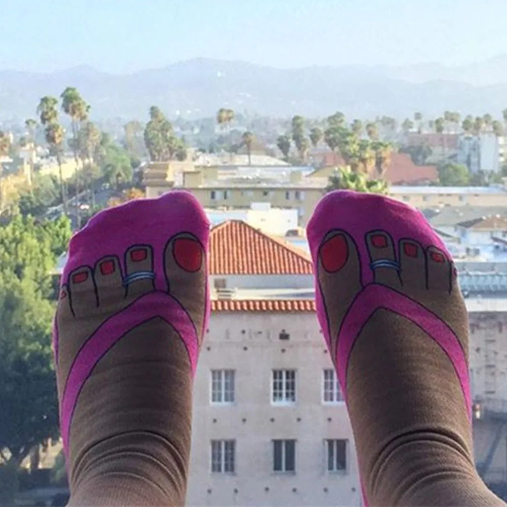 Повседневные женские и мужские Нескользящие мягкие носки для взрослых на весну/осень, свободный размер дышащие Вьетнамки средней длины с 3D принтом, теплые эластичные