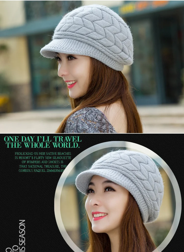 New beanie Elegant women's hat Knitted winter hat for the girl Cap Bow Autumn Ladies Female Fashion Beret Rabbit hair