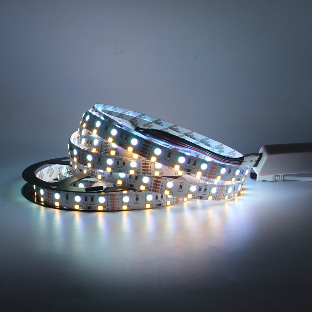 5 м Двухрядные 600 светодиодные полосы света 5050 RGB+ 2835 белый/теплый белый 12 в 120 светодиодный/м светодиодный гибкая лента лампа RGBW