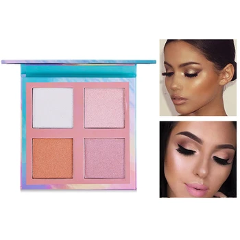 

SHOPANTS 4 Colors Highlighters Palette High Pigment Shimmering Powder Professional Highlighter Face Makeup Cosmetics