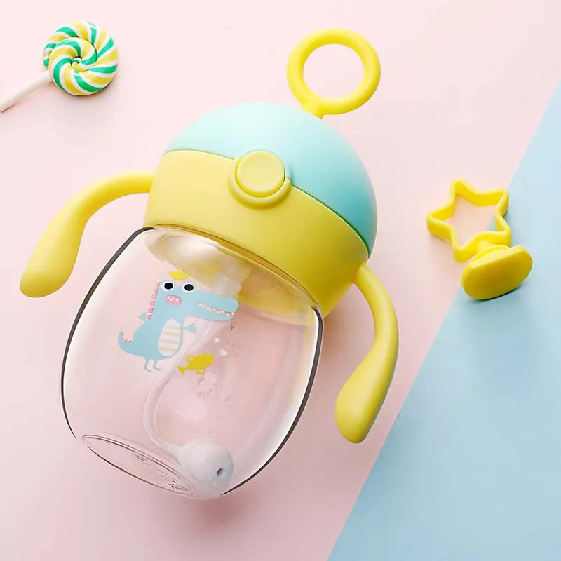 240ml Silicone Tritan Baby Feeding Bottles Straw Babies With Handles Water Milk Wide Mouth Bottle  Мать и | Бутылки -4000342478112