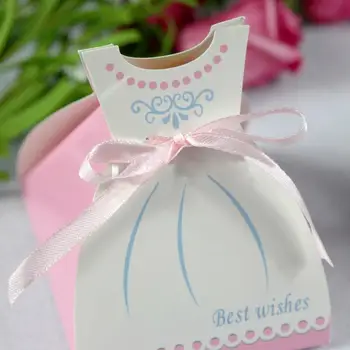 

50/100pcs Candy Boxes Gift Bags Wedding Dress Shape Paper Gift Box Baby Shower Favors Birthday Party Supplies Wedding Decoration
