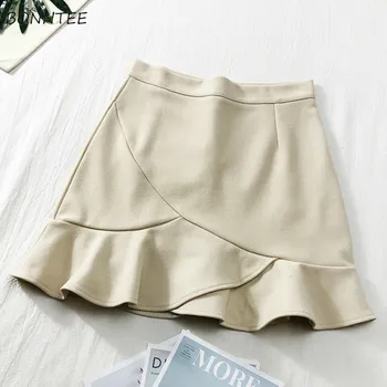 

Skirts Women Mini Irregular High Waist Mermaid Solid Simple Korean Style Elegant Vintage 2020 Novelty Streetwear Womens Slim New