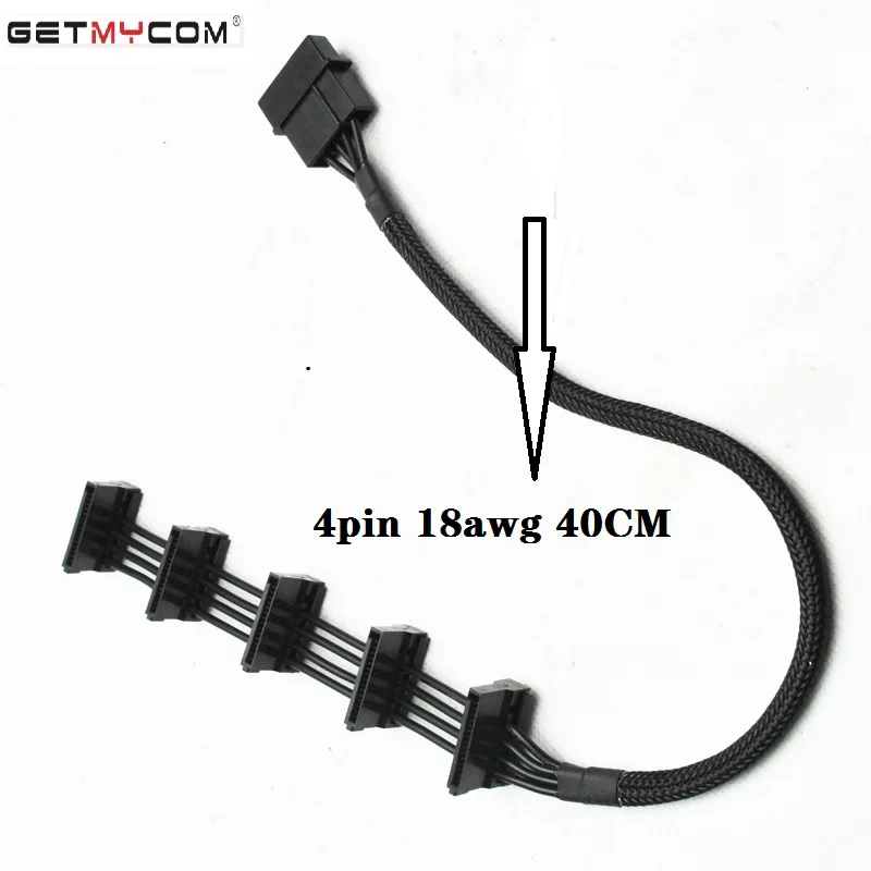 

Getmycom для ПК DIY горячая Распродажа 5 ПК ATX 4Pin IDE Molex к 5 x SATA серии 18AWG 40 см ATA кабель питания штекер-гнездо