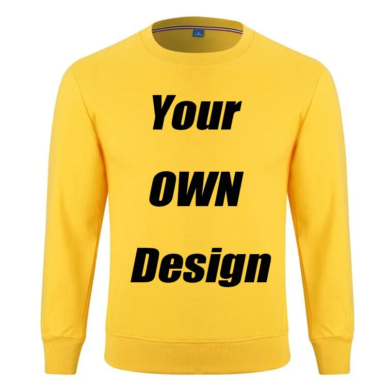 BTFCL Customized Men Women Customize Sweatshirt Print Like Photo or Logo Text DIY Your OWN Design Yellow Cotton Harajuku Hoodies