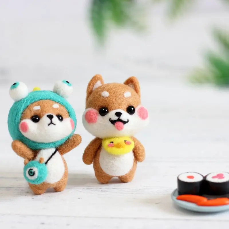 Baby Dog Wool Felt Craft DIY Unfinished Poked Set Handcraft Needle Material Bag