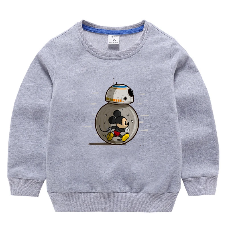 Girls Boy Sweatshirt Ulzzang Street Costume BB8 and Mickey Mouse Harajuku Print Casual Sweatshirt Sweater Harajuku - Цвет: Hei