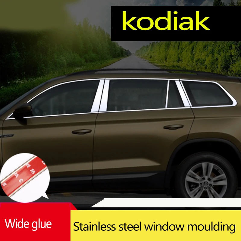 

2019 for Skoda Kodiak window trim 18 Kodiak modified decorative stainless steel window bright strip