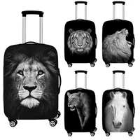 Black White Animals Luggage Cover Lions Tigers Horses Pattern 18-32 Inch Suitcase Covers High Elastic Travel Trolley Case Cover 1