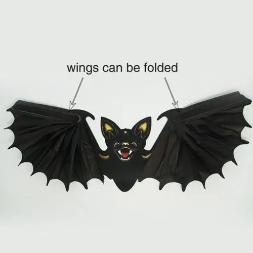 Halloween Double Side Foldable Bat Hanging Ornament Party Bar Props Halloween Decor Ornament Halloween Bat Funny toy Hanging toy - Цвет: Черный