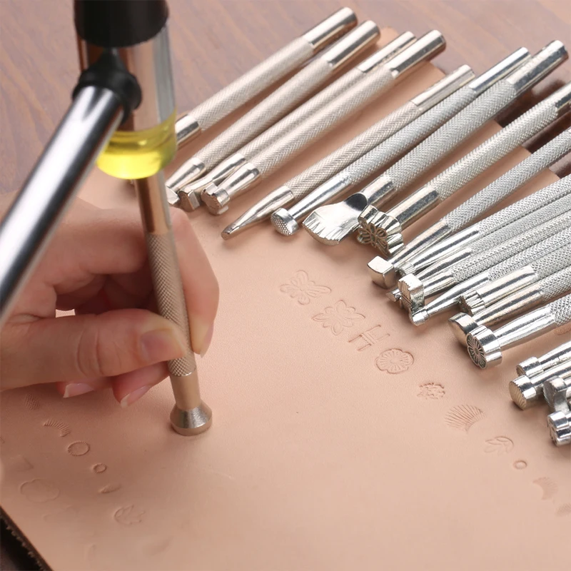 Leather Craft Stamps Metal Printing Tool Leather Stamping Set Saddle Making Tools Embossing for Handmade