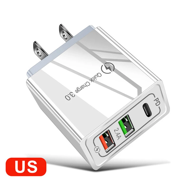 3 Port 27W Fast USB C Charger PD Type c Charger USB C Charger Block Compatible for iPhone 13 12/12 Mini 12 Pro Max mobile phone bluetooth watch charger