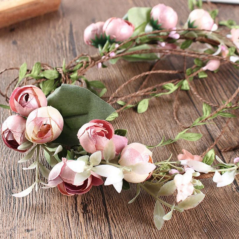 Women Headband Stylish Flower Headband Wreath Crown for Party Bride Wedding Beach Ornament Gift Female Hair Accessory