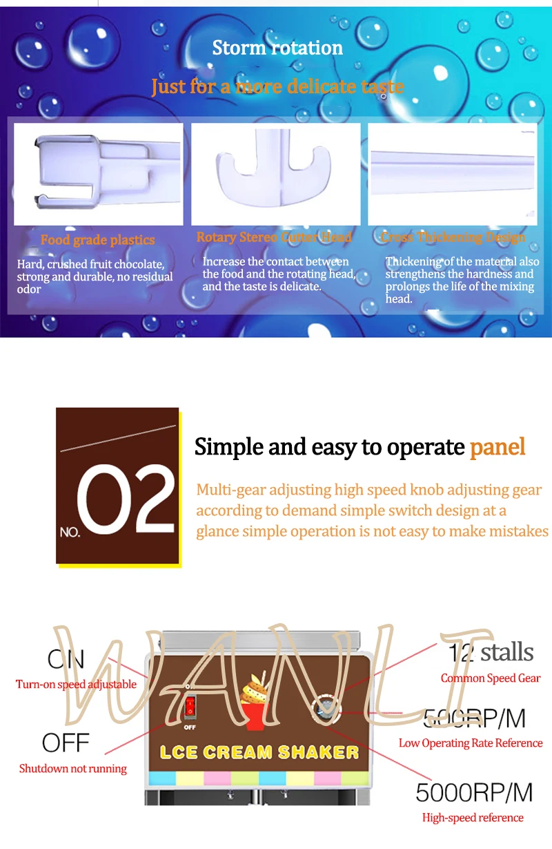 Ice Cream Shaker Blizzard Machine Ice Cream Mixer Ice Reversing Cup Ice Cream Machine Commercial Mixer