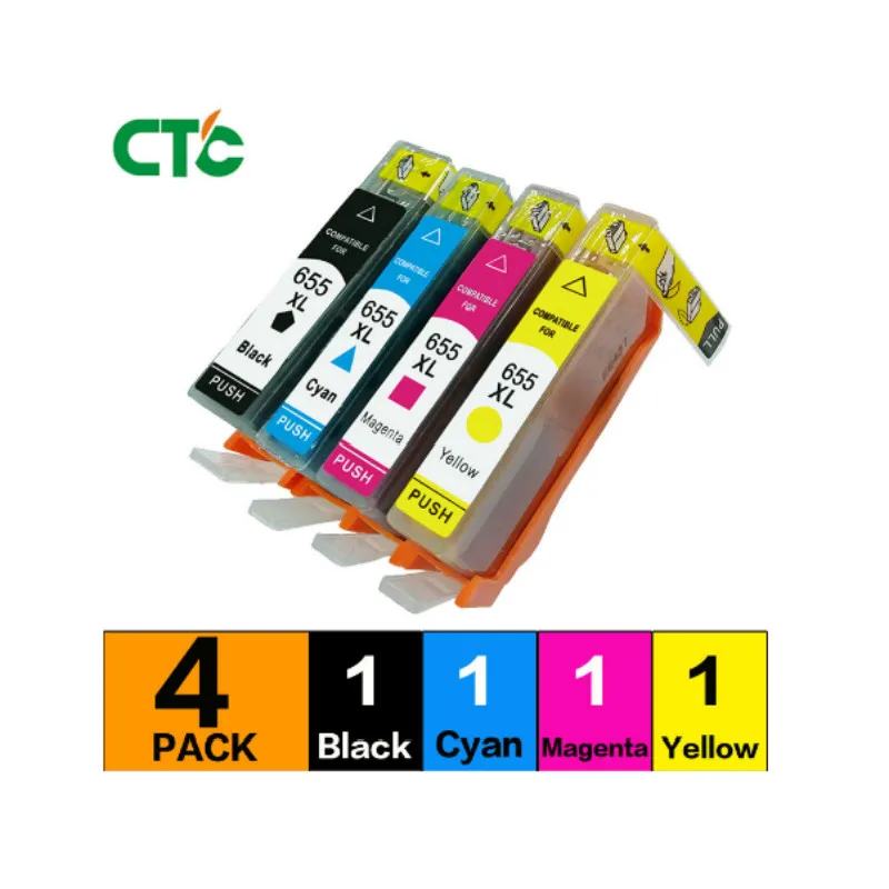 4 piezas CardBus para 655 cartucho de tinta para Deskjet serie 3525 cartucho de inyección de tinta 4615, 4625, 5525, 6520, 6525