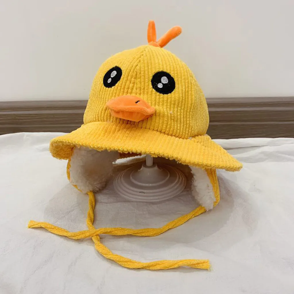 children warm cap Yellow duck Baby Hat Cute Autumn Winter Pointy Hats For Kids Boys Girls Kintted Warm Beanie Cap 1-6 years old | Детская