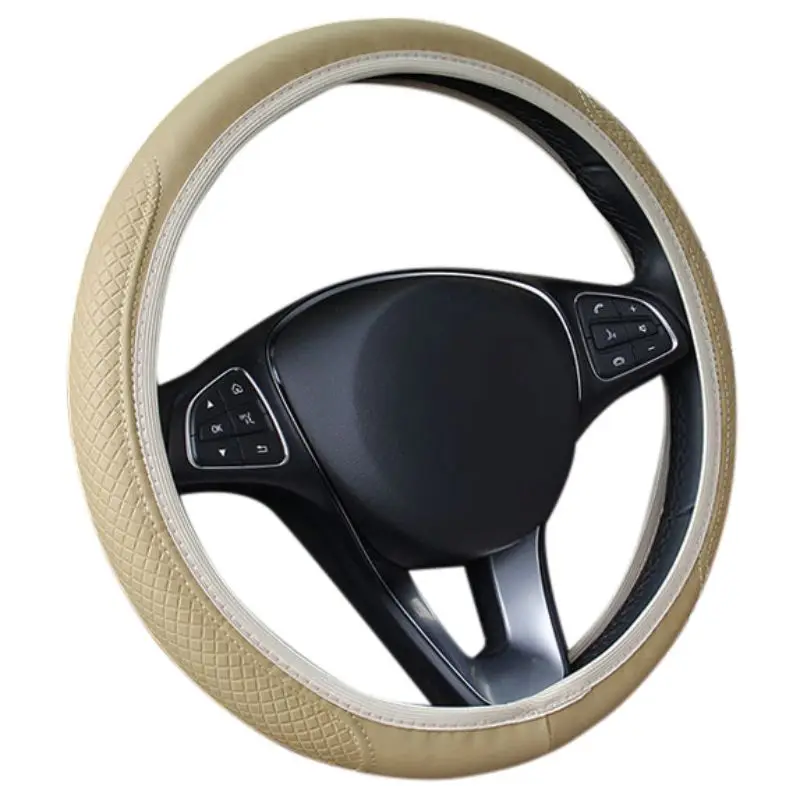 ONEWELL Car Fiber skin Steering Wheel Cover Breathable Car Auto Universal Elastic Skid Proof Steering-wheel Covers Car Styling