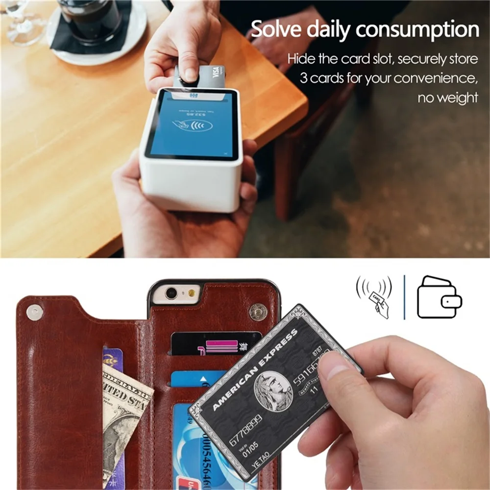 Custodia a portafoglio in pelle di alta qualità per iPhone SE 6S 7 8 Plus Custodia a portafoglio XR XS 11 Pro Max per Samsung A50 A70 A51 A71 S2_voghion.com