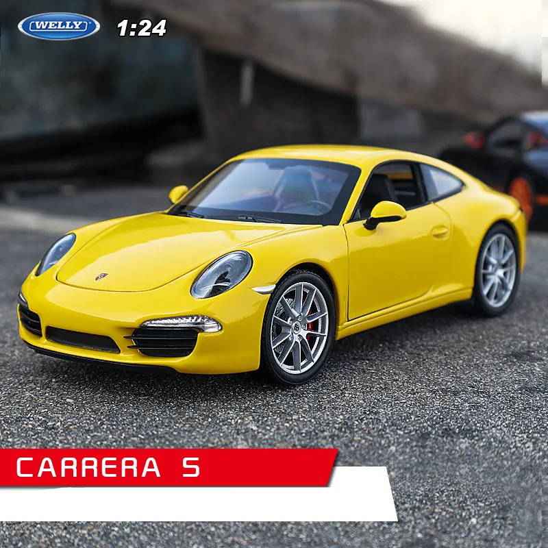 Welly 1:24 Porsche 911 GT3 RS blackcar модель автомобиля из сплава Моделирование Украшение автомобиля коллекция Подарочная игрушка Литье под давлением модель игрушка для мальчиков - Цвет: CARRERA S