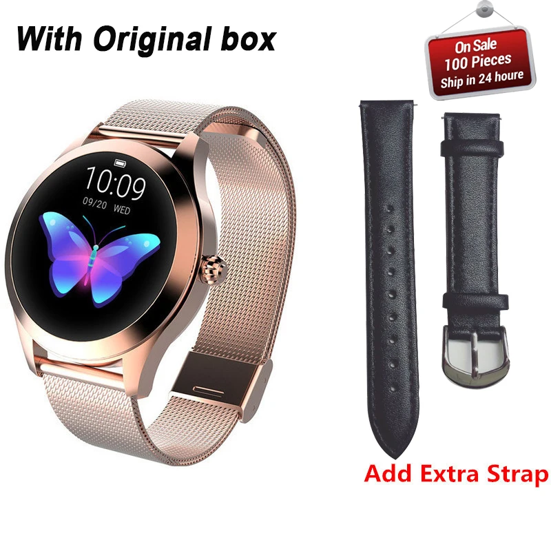 add extra strap Модные Смарт-часы для женщин KW10 IP68 Водонепроницаемые мульти-спортивные режимы шагомер сердечного ритма фитнес-браслет для леди PK H2 Q8 - Цвет: add extra strap