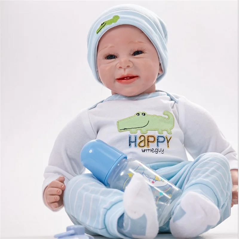 Новорожденный Bebe кукла силиконовая детская 55 см 22 дюйма Высокое качество куклы Reborn милые реалистичные куклы Reborn Детские Игрушки для маленьких мальчиков подарки