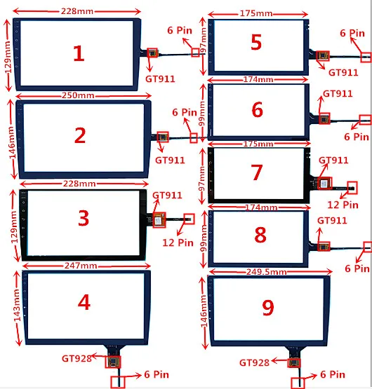 7/9/10,1/10,2 дюймов GT911 GT928 Емкостный Универсальный дигитайзер для Автомобильная dvd-навигационная система мультимедийный сенсорный экран панель Стекло