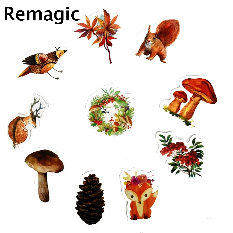 41pcs Colorful animals Autumn funny DIY Stickers pack anime vintage paster cosplay scrapbooking phone laptop decorations gifts
