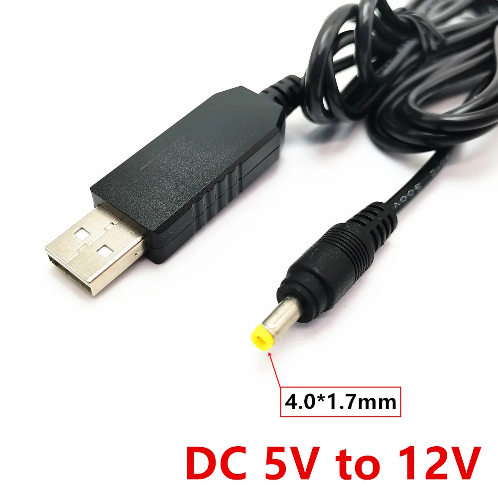 USB a DC-Cable de aumento de potencia USB, 4,0x1,7, 1,7mm x 4,0, CC de 5V a CC de 12V, módulo de aumento, Cable Adaptador convertidor USB de 1M