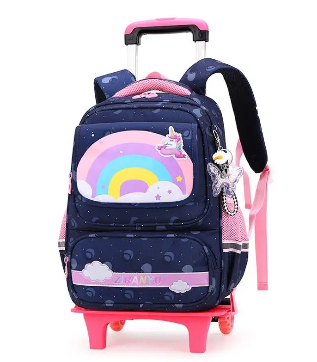 Mochila para niñas, escolar con ruedas, bolso escolar con - AliExpress