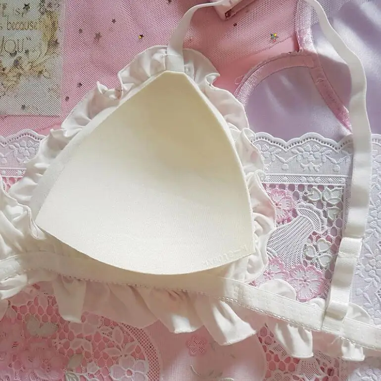 Японская девушка милый ChiffonCute Кот коготь Молоко шелк без оправы треугольник чашки бюстгальтер костюм нижнее белье