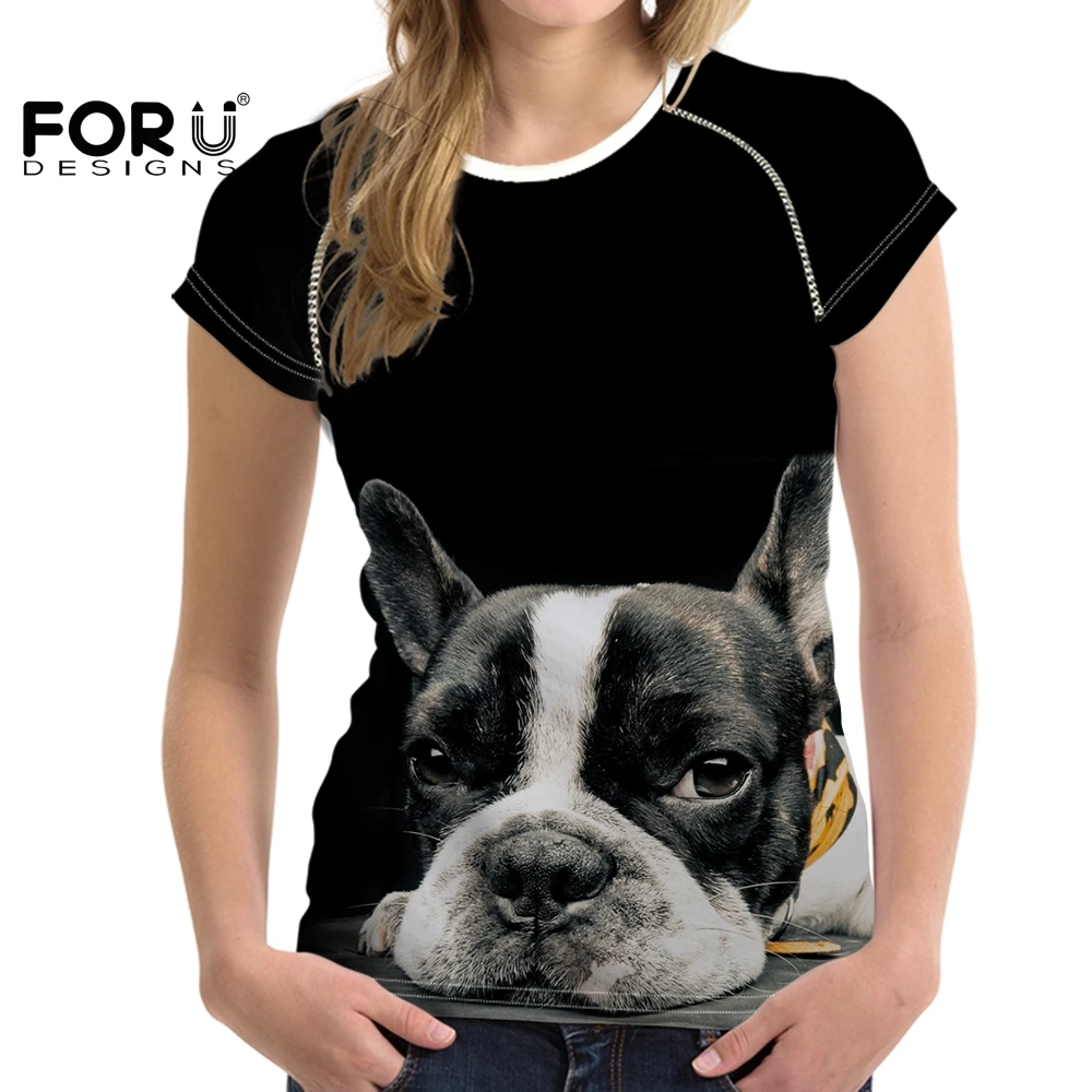 camisetas con estampado 3d de perro Pug para mujer, Tops adelgazantes para verano, camisetas negras manga de tela transpirable para niña| Camisetas| - AliExpress